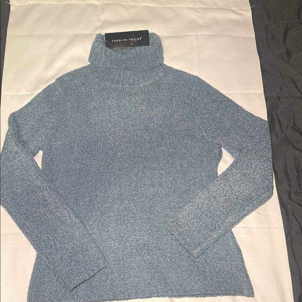 Carolyn Taylor Heathered Blue Cowl Neck Sweater